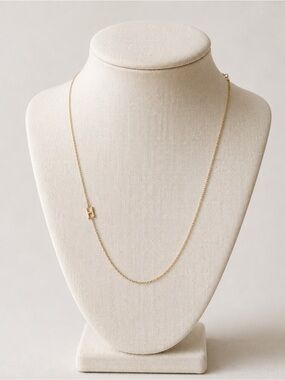 Anthropologie Serefina Gold Plated Sideways Initial H Dainty Chain Necklace